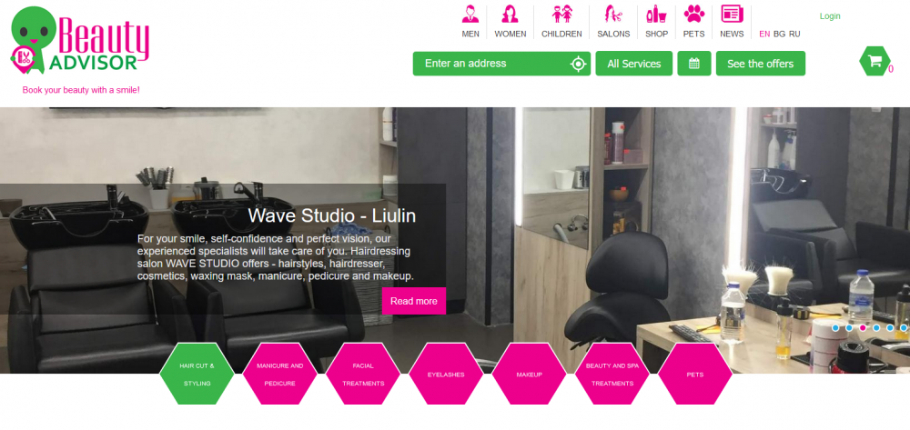 Online platform for booking beauty services.